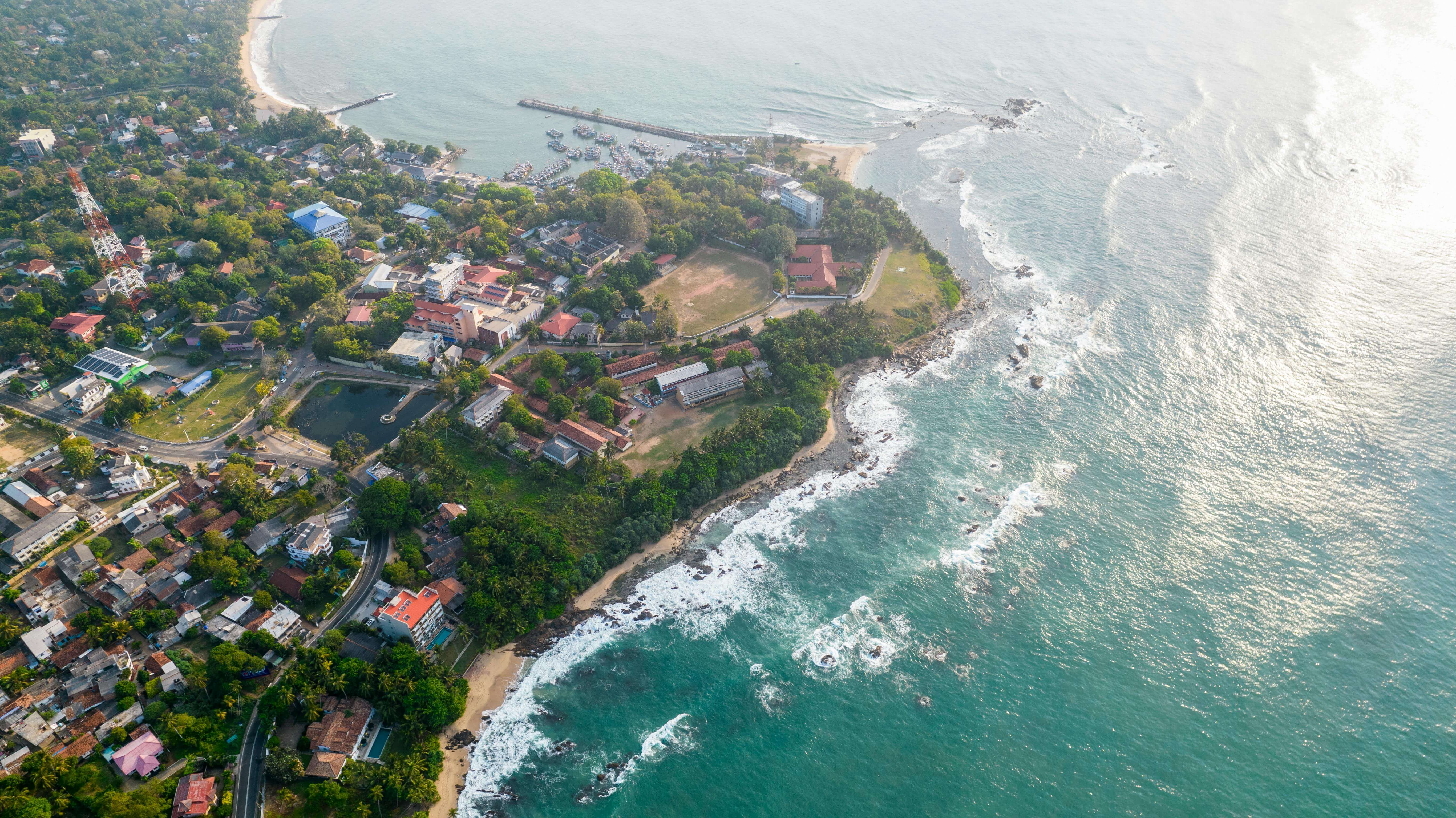 Drone shot of Negambo beach in Sri Lanka